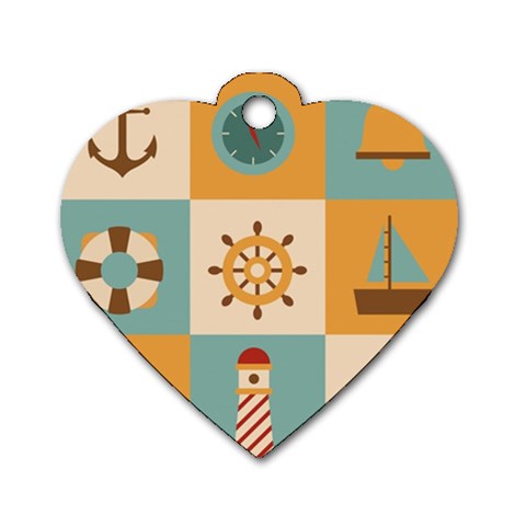 Nautical Elements Collection Dog Tag Heart (Two Sides) from ArtsNow.com Front