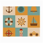 Nautical Elements Collection Small Glasses Cloth (2 Sides)