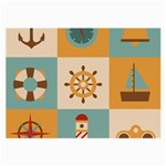 Nautical Elements Collection Large Glasses Cloth