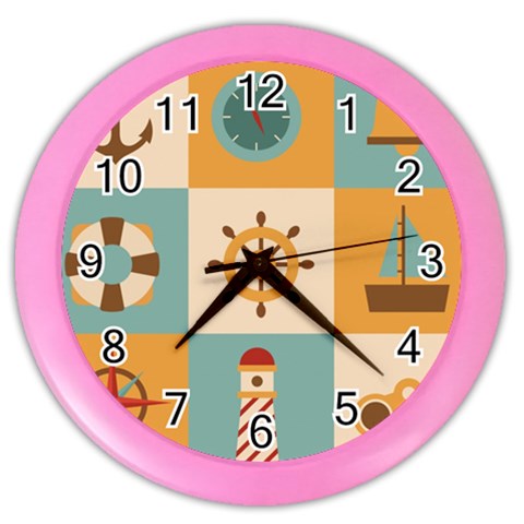 Nautical Elements Collection Color Wall Clock from ArtsNow.com Front