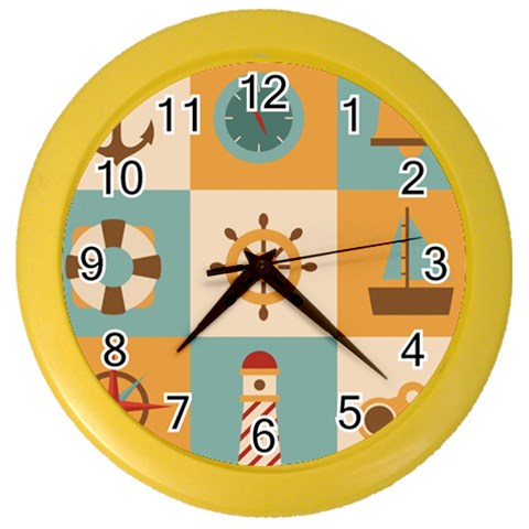 Nautical Elements Collection Color Wall Clock from ArtsNow.com Front