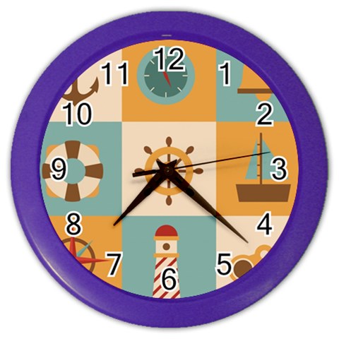 Nautical Elements Collection Color Wall Clock from ArtsNow.com Front