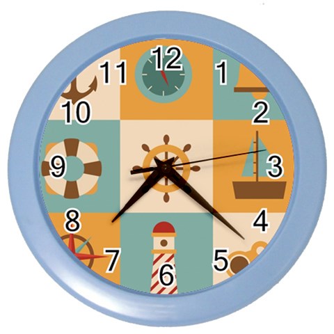 Nautical Elements Collection Color Wall Clock from ArtsNow.com Front