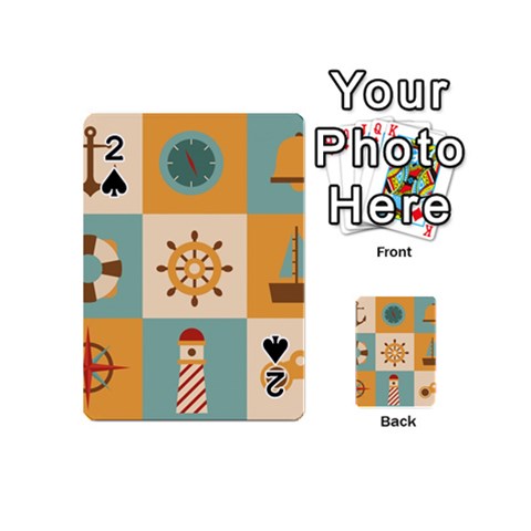 Nautical Elements Collection Playing Cards 54 Designs (Mini) from ArtsNow.com Front - Spade2