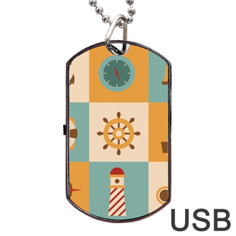 Nautical Elements Collection Dog Tag USB Flash (Two Sides) from ArtsNow.com Front