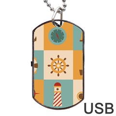 Nautical Elements Collection Dog Tag USB Flash (Two Sides) from ArtsNow.com Back