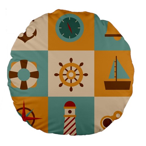 Nautical Elements Collection Large 18  Premium Round Cushions from ArtsNow.com Front