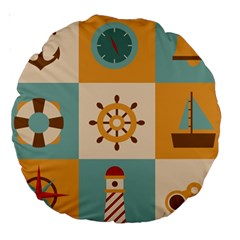 Nautical Elements Collection Large 18  Premium Round Cushions from ArtsNow.com Back