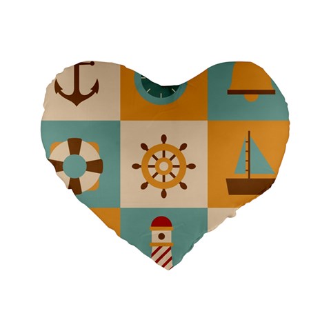 Nautical Elements Collection Standard 16  Premium Heart Shape Cushions from ArtsNow.com Front