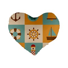Nautical Elements Collection Standard 16  Premium Heart Shape Cushions from ArtsNow.com Front