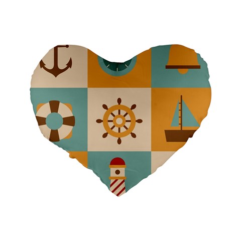 Nautical Elements Collection Standard 16  Premium Heart Shape Cushions from ArtsNow.com Back