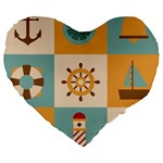 Nautical Elements Collection Large 19  Premium Heart Shape Cushions