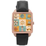 Nautical Elements Collection Rose Gold Leather Watch 