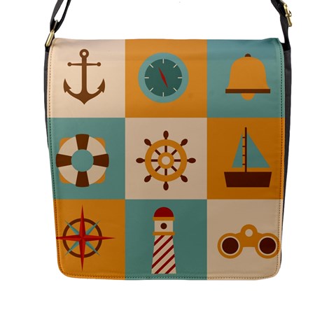 Nautical Elements Collection Flap Closure Messenger Bag (L) from ArtsNow.com Front