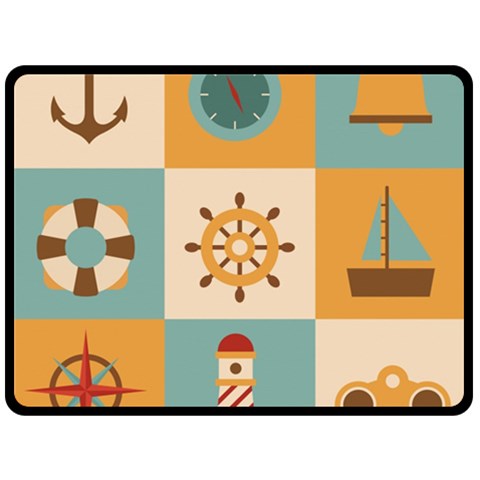 Nautical Elements Collection Two Sides Fleece Blanket (Large) from ArtsNow.com 80 x60  Blanket Back