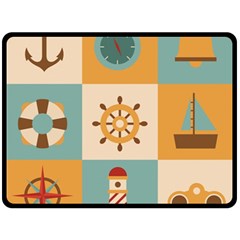 Nautical Elements Collection Two Sides Fleece Blanket (Large) from ArtsNow.com 80 x60  Blanket Back