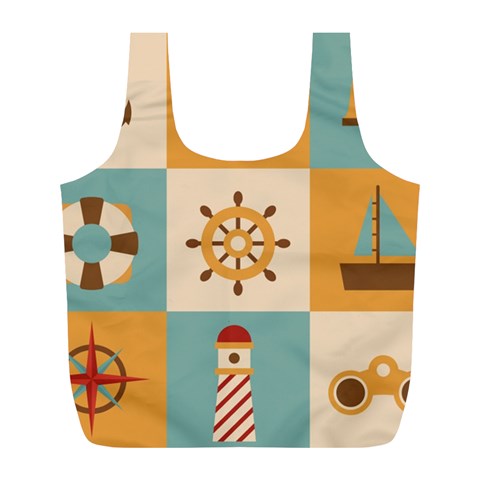 Nautical Elements Collection Full Print Recycle Bag (L) from ArtsNow.com Back