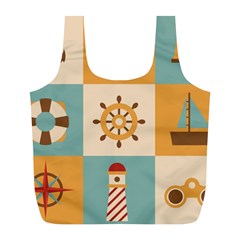 Nautical Elements Collection Full Print Recycle Bag (L) from ArtsNow.com Back