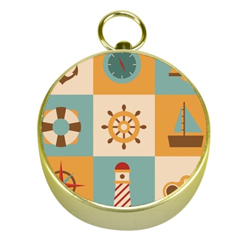 Nautical Elements Collection Gold Compasses from ArtsNow.com Front