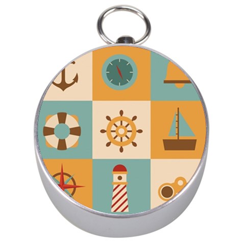 Nautical Elements Collection Silver Compasses from ArtsNow.com Front