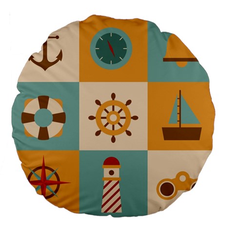 Nautical Elements Collection Large 18  Premium Flano Round Cushions from ArtsNow.com Front