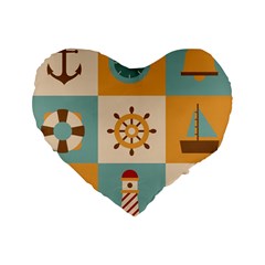 Nautical Elements Collection Standard 16  Premium Flano Heart Shape Cushions from ArtsNow.com Front
