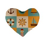 Nautical Elements Collection Standard 16  Premium Flano Heart Shape Cushions