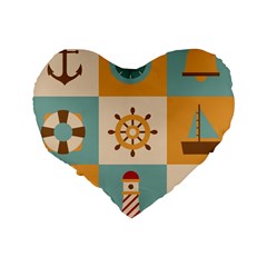 Nautical Elements Collection Standard 16  Premium Flano Heart Shape Cushions from ArtsNow.com Back