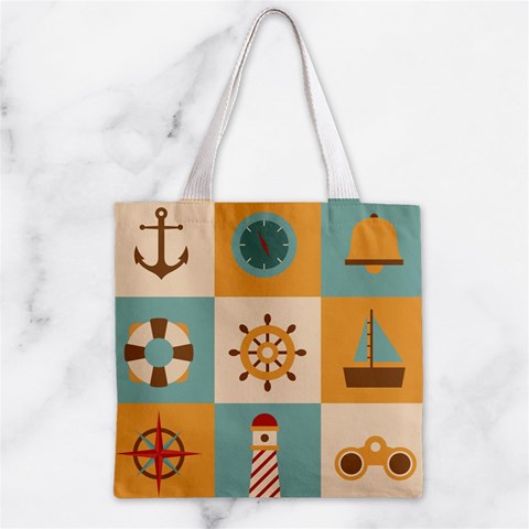 Nautical Elements Collection Zipper Grocery Tote Bag from ArtsNow.com Front