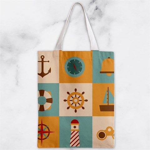 Nautical Elements Collection Zipper Classic Tote Bag from ArtsNow.com Front