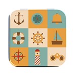 Nautical Elements Collection Square Metal Box (Black)