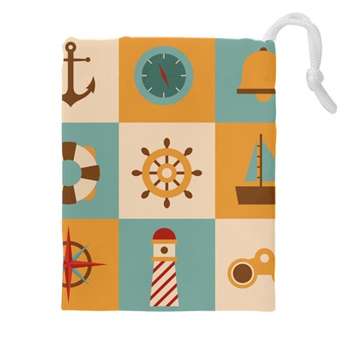 Nautical Elements Collection Drawstring Pouch (5XL) from ArtsNow.com Front