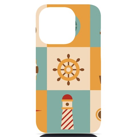 Nautical Elements Collection iPhone 14 Pro Black UV Print Case from ArtsNow.com Front