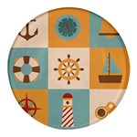 Nautical Elements Collection Round Glass Fridge Magnet (4 pack)