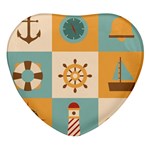 Nautical Elements Collection Heart Glass Fridge Magnet (4 pack)