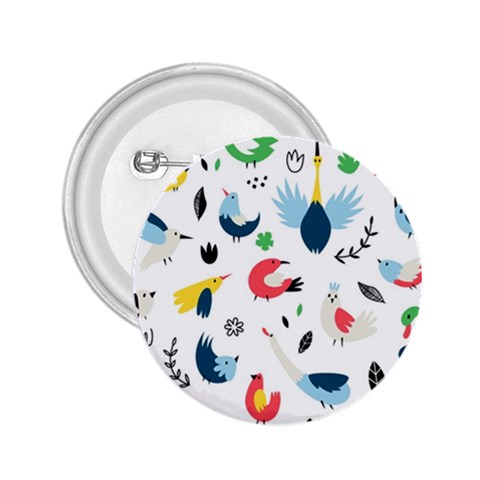 Vector Set Isolates With Cute Birds Scandinavian Style 2.25  Buttons from ArtsNow.com Front