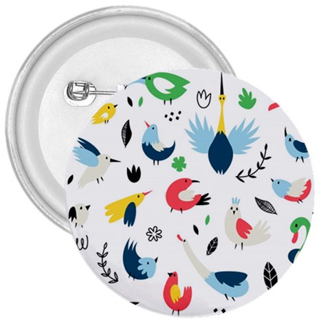 Vector Set Isolates With Cute Birds Scandinavian Style 3  Buttons from ArtsNow.com Front