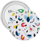 Vector Set Isolates With Cute Birds Scandinavian Style 3  Buttons