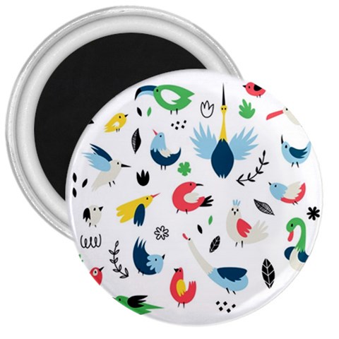 Vector Set Isolates With Cute Birds Scandinavian Style 3  Magnets from ArtsNow.com Front