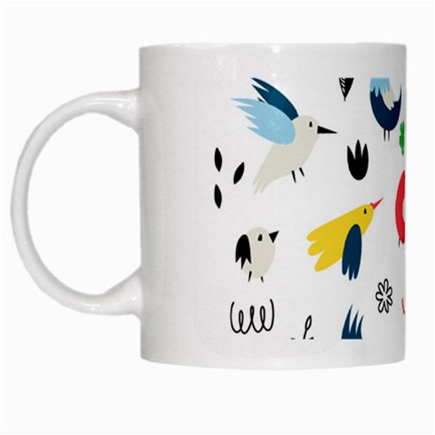 Vector Set Isolates With Cute Birds Scandinavian Style White Mug from ArtsNow.com Left
