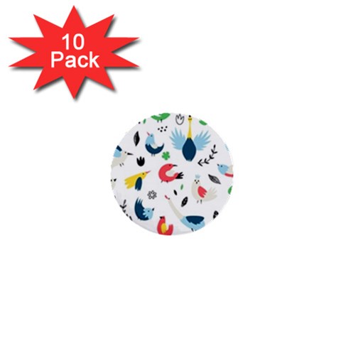 Vector Set Isolates With Cute Birds Scandinavian Style 1  Mini Buttons (10 pack)  from ArtsNow.com Front