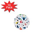 Vector Set Isolates With Cute Birds Scandinavian Style 1  Mini Buttons (10 pack) 