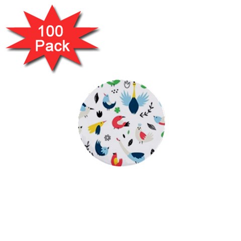 Vector Set Isolates With Cute Birds Scandinavian Style 1  Mini Buttons (100 pack)  from ArtsNow.com Front