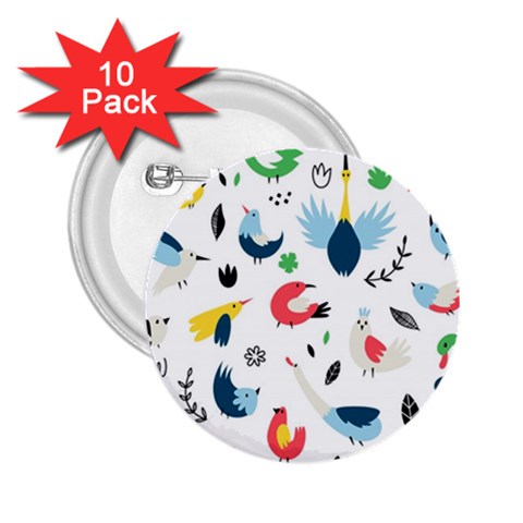 Vector Set Isolates With Cute Birds Scandinavian Style 2.25  Buttons (10 pack)  from ArtsNow.com Front