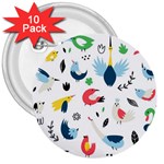 Vector Set Isolates With Cute Birds Scandinavian Style 3  Buttons (10 pack) 