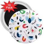Vector Set Isolates With Cute Birds Scandinavian Style 3  Magnets (10 pack) 