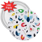 Vector Set Isolates With Cute Birds Scandinavian Style 3  Buttons (100 pack) 