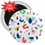 Vector Set Isolates With Cute Birds Scandinavian Style 3  Magnets (100 pack)