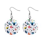 Vector Set Isolates With Cute Birds Scandinavian Style Mini Button Earrings