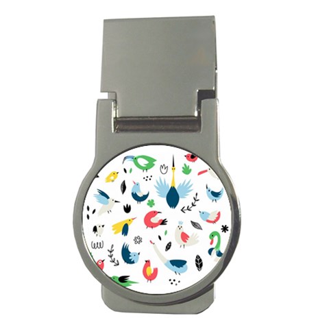 Vector Set Isolates With Cute Birds Scandinavian Style Money Clips (Round)  from ArtsNow.com Front